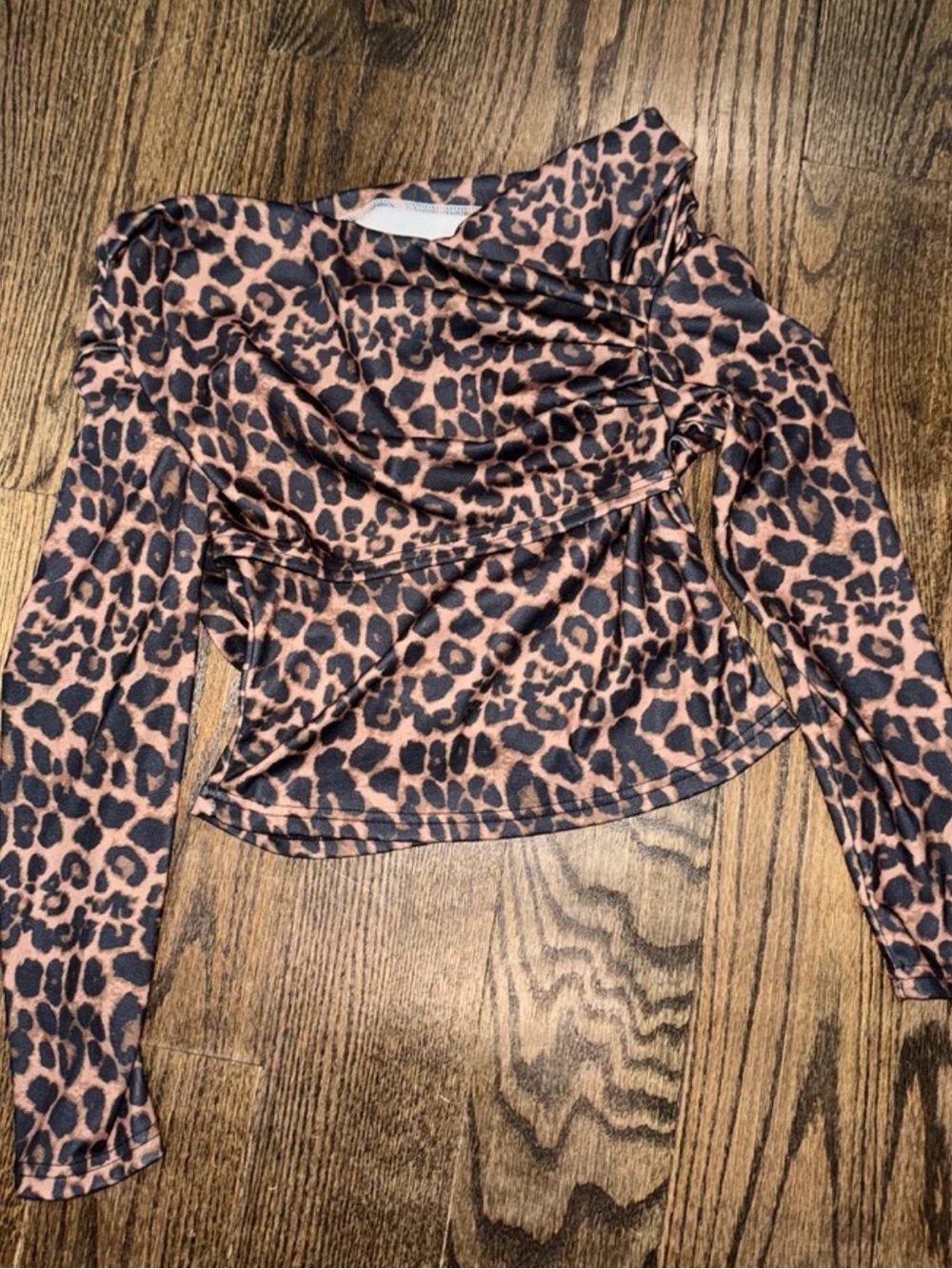 SHEIN Leopard Print Long Sleeve Top - Brown & Black Size Large